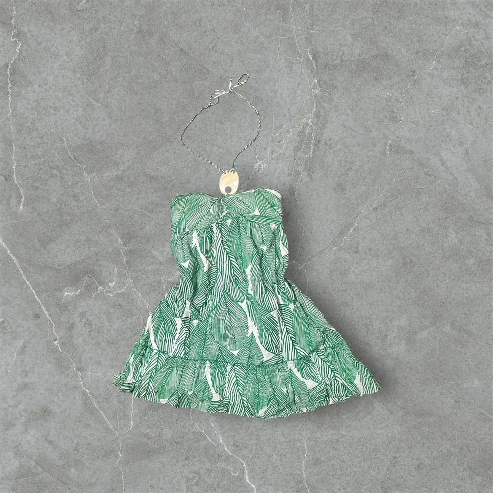 Green & White Shell Dress
